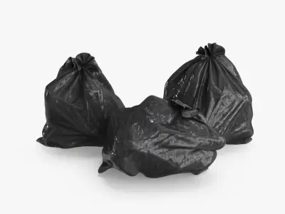 Garbage Bag Set of 3 Low-poly 3D model
