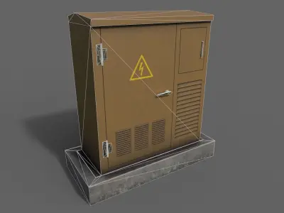 PBR Electric Box Brown Low-poly 3D model