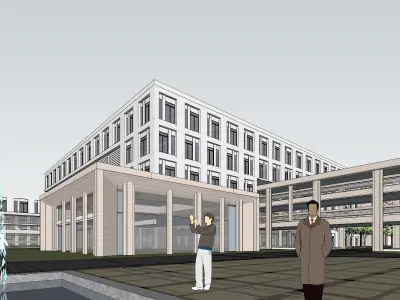 Developing SU model of open office building building 3D model