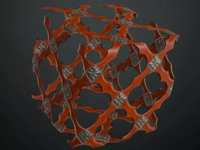 Ornate Wood Lattice with Metal Studs PBR Seamless Texture