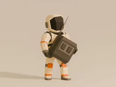 UNRIGGED VERSION LOW-POLY ASTRONAUT UPDATET Low-poly 3D model