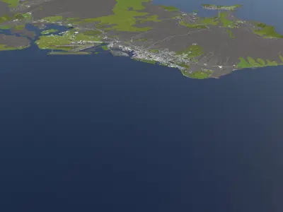 Honolulu 50x50km 3D City Map 3D model