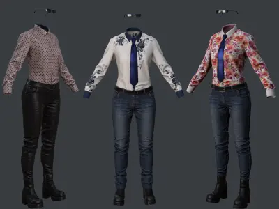Female 1 - clothing 1 - Just clothing Low-poly 3D model