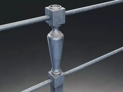 Vintage Metal Railing Set Low-poly 3D model