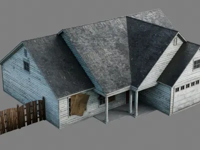 Abandoned Residential House v2 Low-poly 3D model