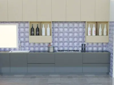 Contemporary Modular Kitchen Cabinet 3D model