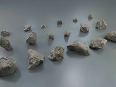 Rocks set 2 in row Low-poly 3D model