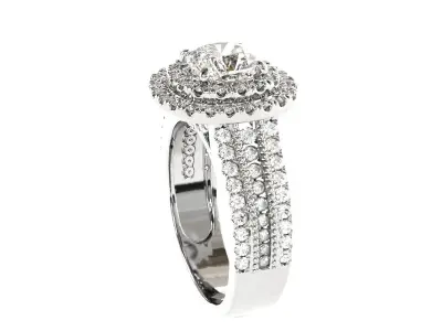 Double halo cushion cut mens ring 3D print model