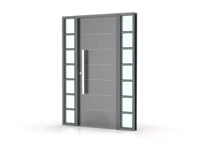 Modern Entrance Door with Glass Side Panels Architectural 3D model