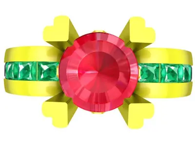 Classic Round Gemstone Channel Set Ring 3D Jewelry Model 6321 3D print model