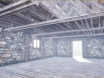 Medieval Farm Workshop House Low-poly 3D model