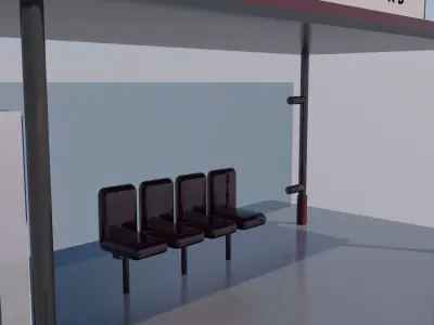 Bus and Tram Stop with a shelter 3D model