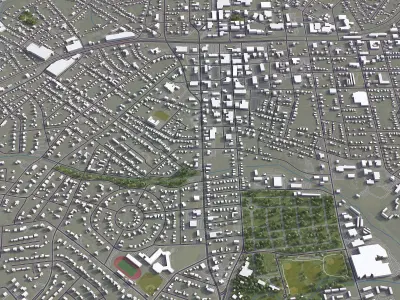 Burlington - North Carolina - City 3D Model Low-poly 3D model