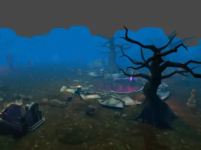 Fantasy Chess RPG Environment - Spooky Cemetery Low-poly 3D model
