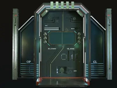 scifi door Low-poly 3D model