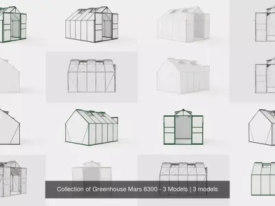 Collection of Greenhouse Mars 8300 - 3 Models 3D Model Pack