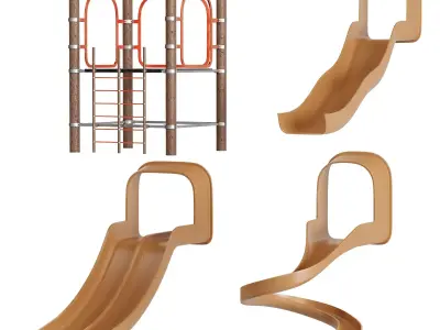 Childrens Play Area 5 Modular Slides Low-poly 3D model