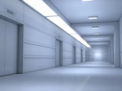 Futuristic Apartment Corridor Low-poly 3D model