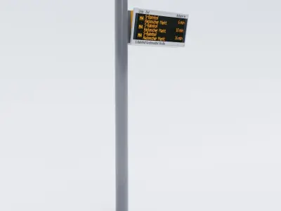 German Berlin Bus Stop Timetable Pole 3D model