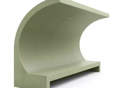 Futuristic Concrete Bus Stop  Seating Canopy Low-poly 3D model