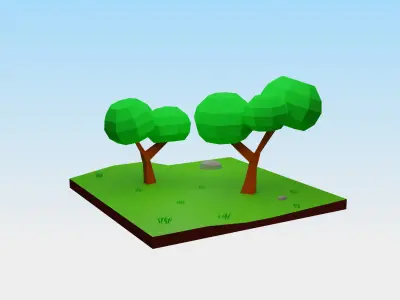 Low Poly Temple Scene 3D Model Free low-poly 3D model