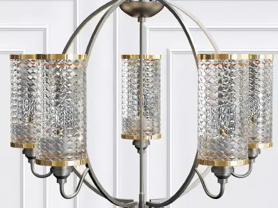 DENTON chandelier with three glass shades 3D model