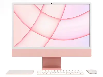 Apple iMac 24 inch 2021 Pink Low-poly 3D model