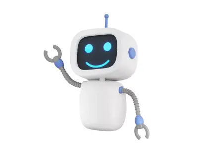 Sweet fly Robot white grey and blue color 3D model
