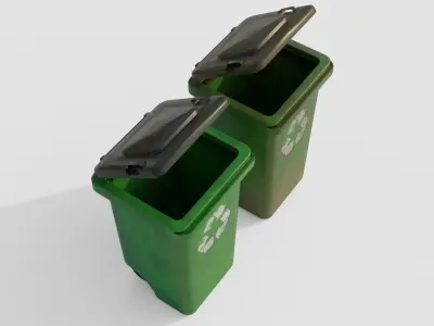 plastic dust bin with 4k pbr textures clean and dirty Low-poly 3D model