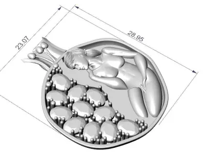Pomegranate pendant 3D print model