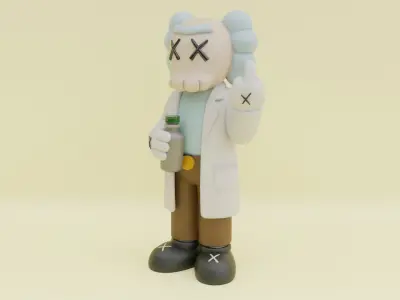 KAWS Rick Sanchez The Scientist Figure Toys Low-poly 3D model