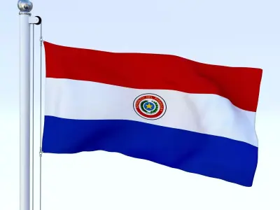 Animated Paraguay Flag Low-poly 3D model