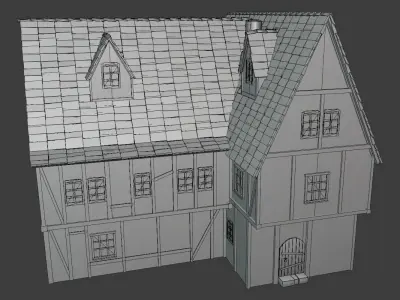 Medieval house Low-poly 3D model 44