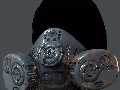 Gas mask helmet 3d model scifi Low-poly Low-poly 3D model 2