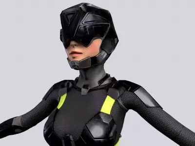 Girl character sci fi  Low-poly 3D model