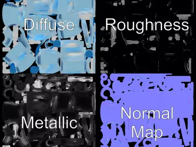 Industrial Blue Filter Tank model pack Low-poly 3D model