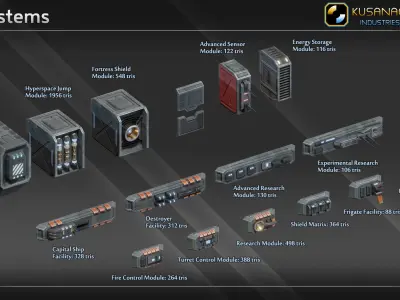 Scifi Mobile Shipyard Class III Low-poly 3D model