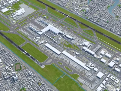 Bogota EL Dorado Airport 10km Low-poly 3D model