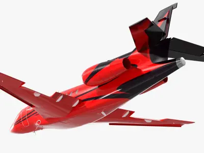  Dassault Falcon 900 Red Rigged for Maya 