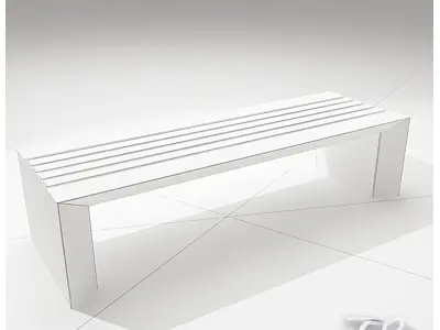 BENCH STEEL WOODEN 3D model