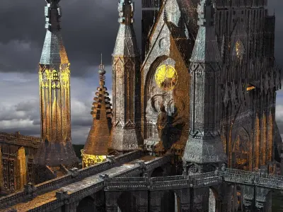 Dark Gothic Cathedral Dagon Architecture 2  3D model
