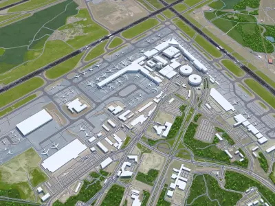Helsinki Airport 15km Low-poly 3D model