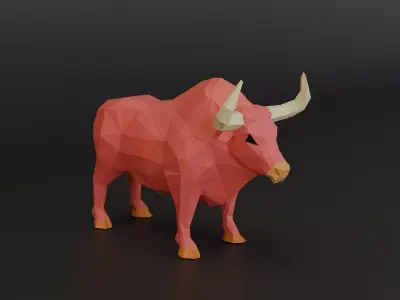 Low Poly Geometric Bull 3D Model Free 3D print model