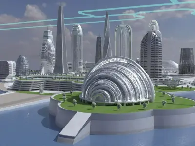 Futuristic City Day and Night Edition 3D model