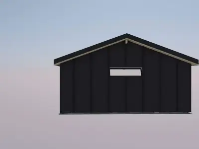 D Model Wooden Carport with Walls  Metal Sheet Roof 20st 3D model