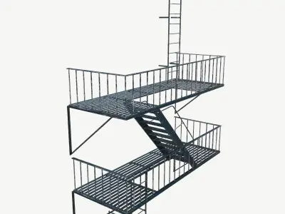 Fire Escape old Low-poly 3D model
