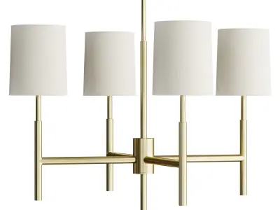 Clarion Small Chandelier with Linen Shades 3D model