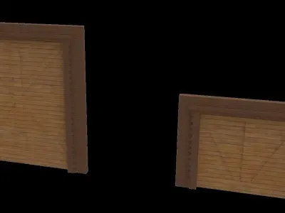 architectural garage barn door  with surrounds large and small 3D model