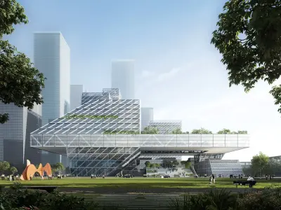 Waterfront Eco Business District with Green Office Towers 3D model