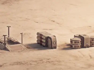 Space base buildings 3D Model Pack